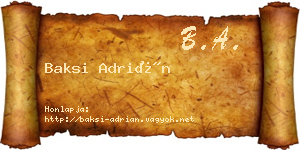 Baksi Adrián névjegykártya